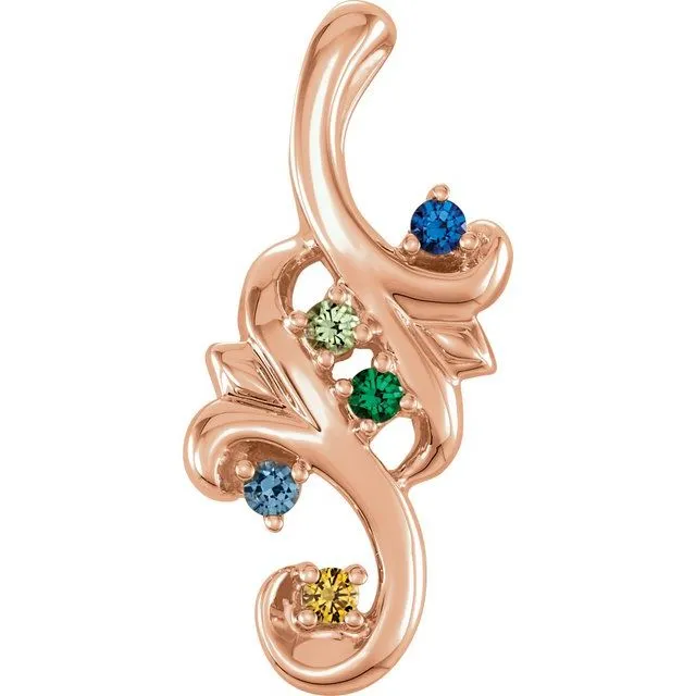 Mother's Family Birthstone Slide Floral Pendant or Necklace