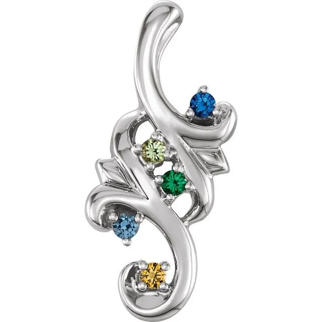 Mother's Family Birthstone Slide Floral Pendant or Necklace