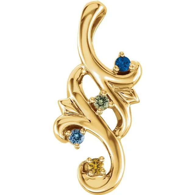 Mother's Family Birthstone Slide Floral Pendant or Necklace