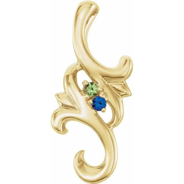 Mother's Family Birthstone Slide Floral Pendant or Necklace