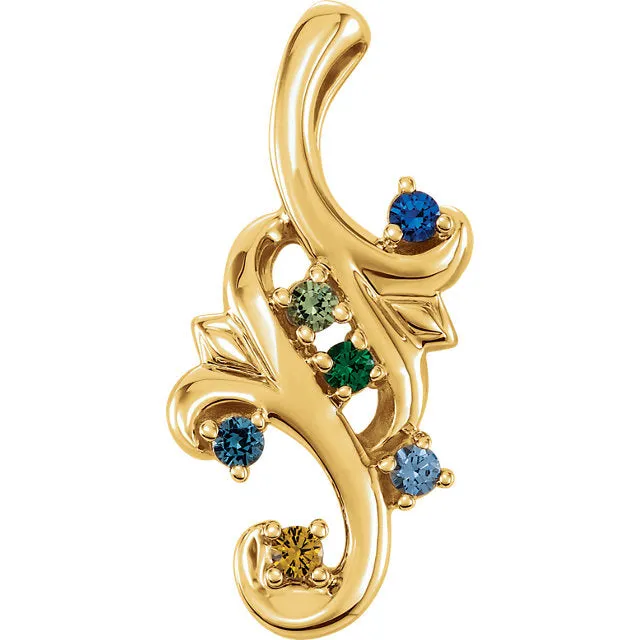 Mother's Family Birthstone Slide Floral Pendant or Necklace