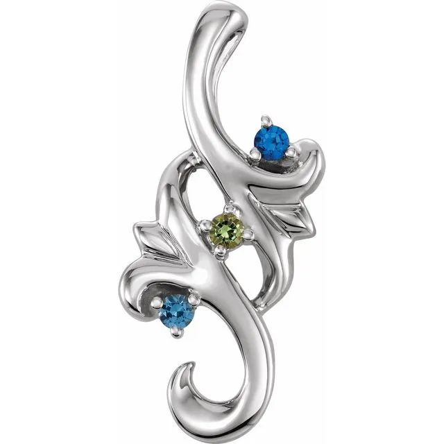 Mother's Family Birthstone Slide Floral Pendant or Necklace