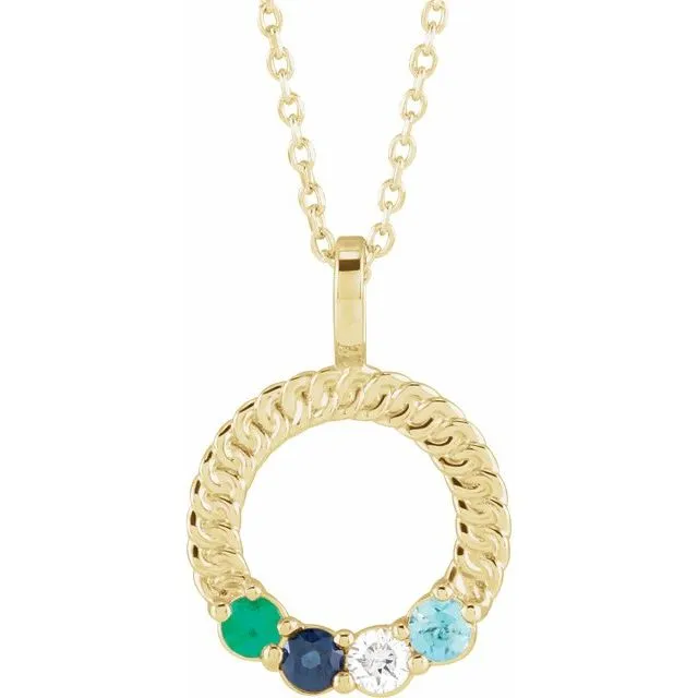 Mother's Family Circle Birthstone Pendant or Necklace