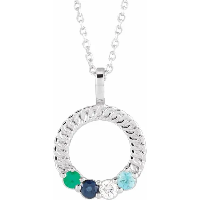 Mother's Family Circle Birthstone Pendant or Necklace