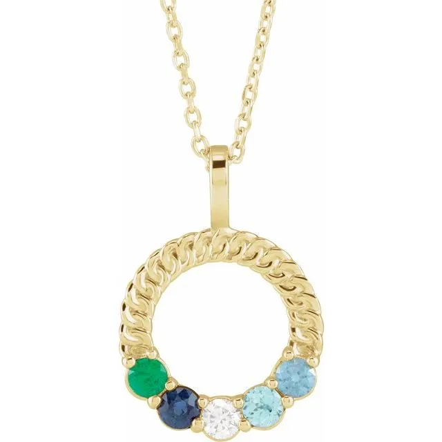 Mother's Family Circle Birthstone Pendant or Necklace
