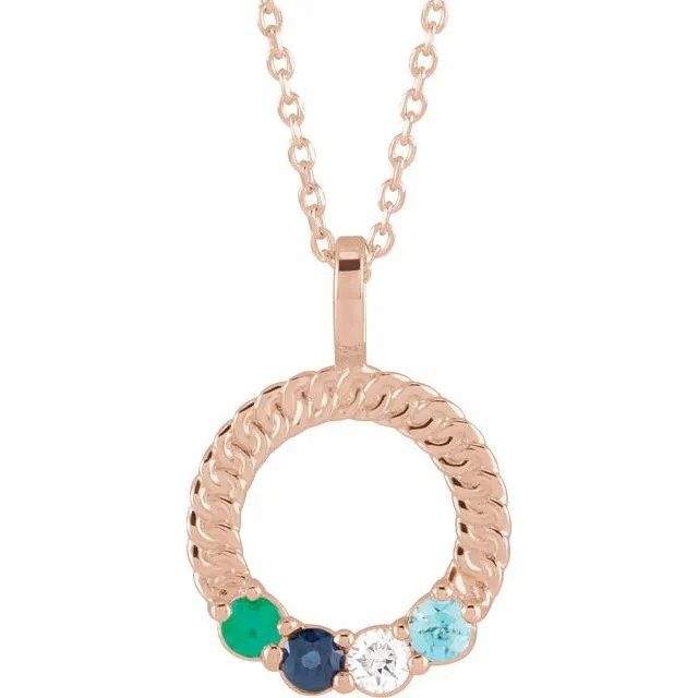 Mother's Family Circle Birthstone Pendant or Necklace