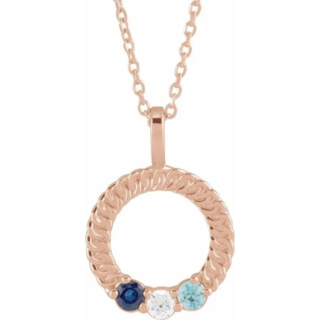 Mother's Family Circle Birthstone Pendant or Necklace