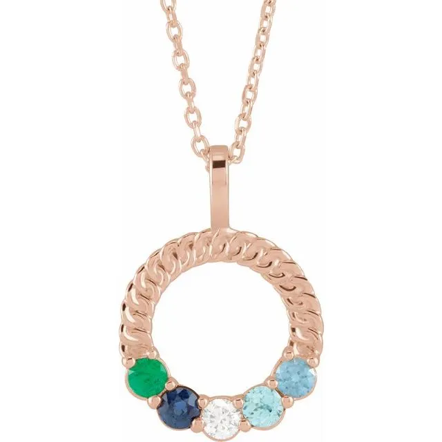 Mother's Family Circle Birthstone Pendant or Necklace