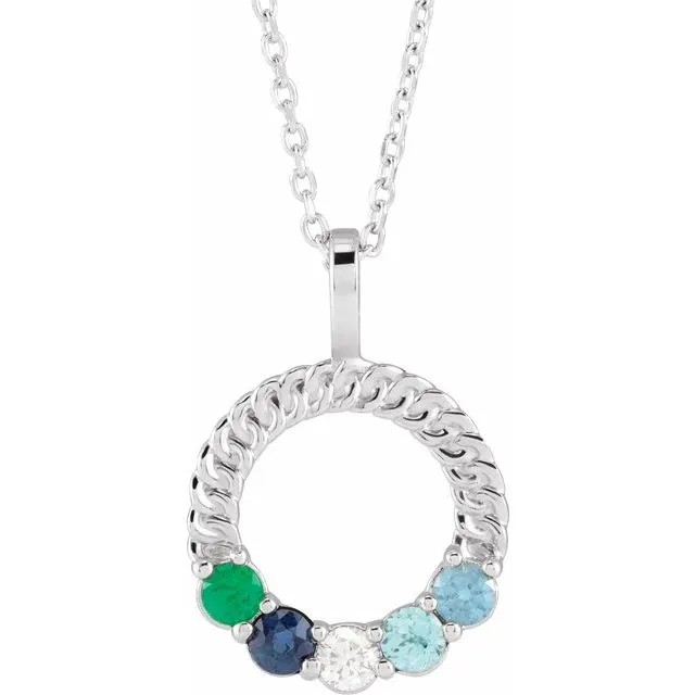 Mother's Family Circle Birthstone Pendant or Necklace