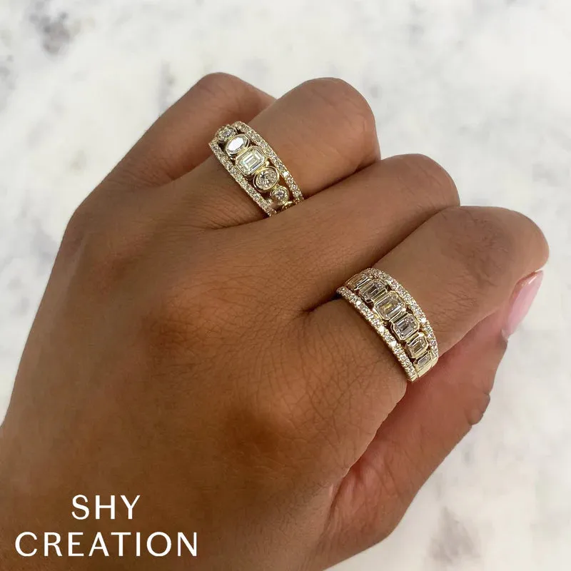 Multi Emerald Cut Diamond Ring