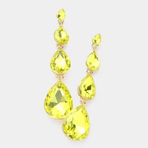 Multi Size Yellow Teardrop Dangle Pageant Earrings | 637739