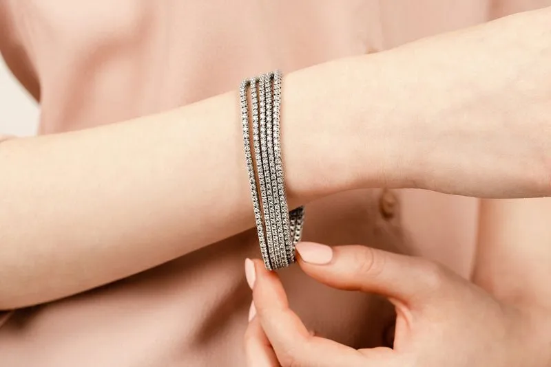 Multi Strand Flexible Diamond Tennis Bracelet Lab-Grown Diamond with 4.60 ct.(finished) 1.3mm