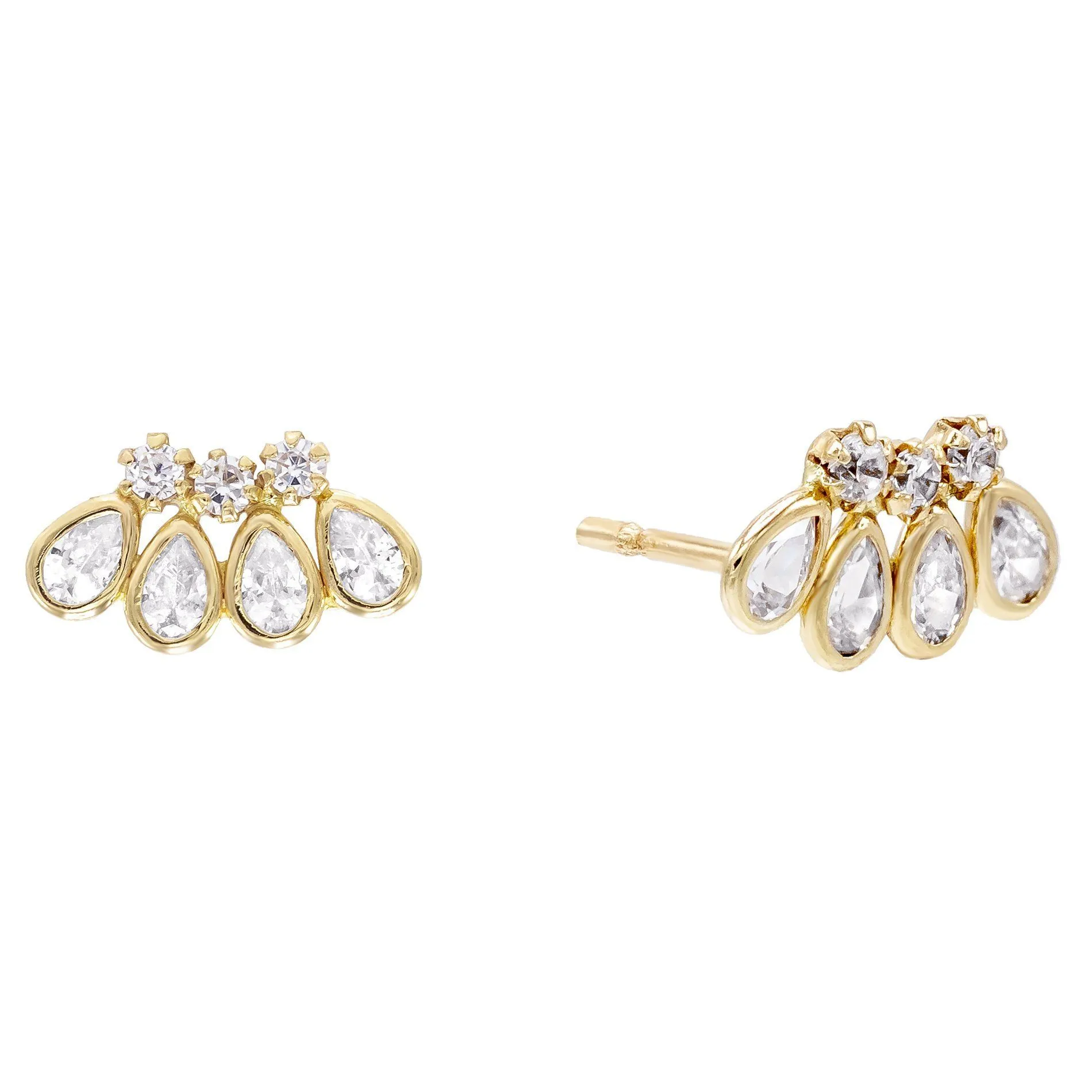 Multi Teardrop Stud Earring 14K