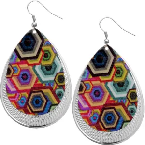 Multicolor Hexagon Pattern Teardrop Earrings