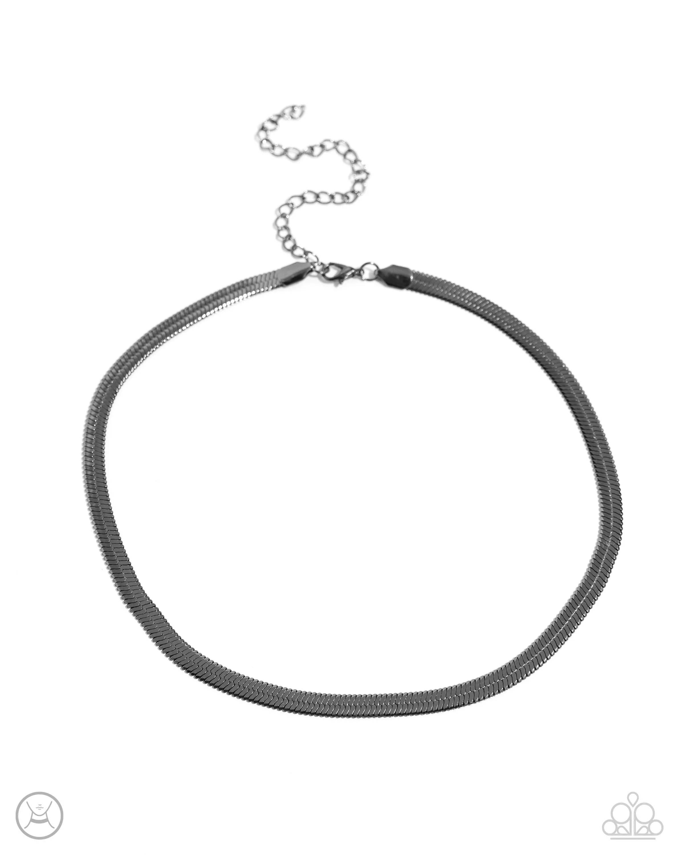 Musings Moment - Black - Gunmetal Herringbone Paparazzi Choker