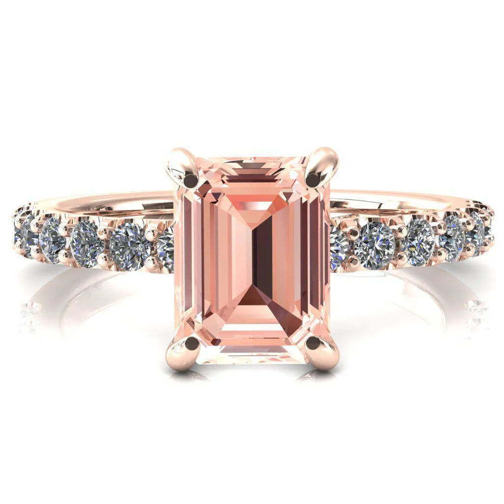 Mylene Emerald Champagne Sapphire 4 Prong Sculptural Half Eternity Diamond Engagement Ring