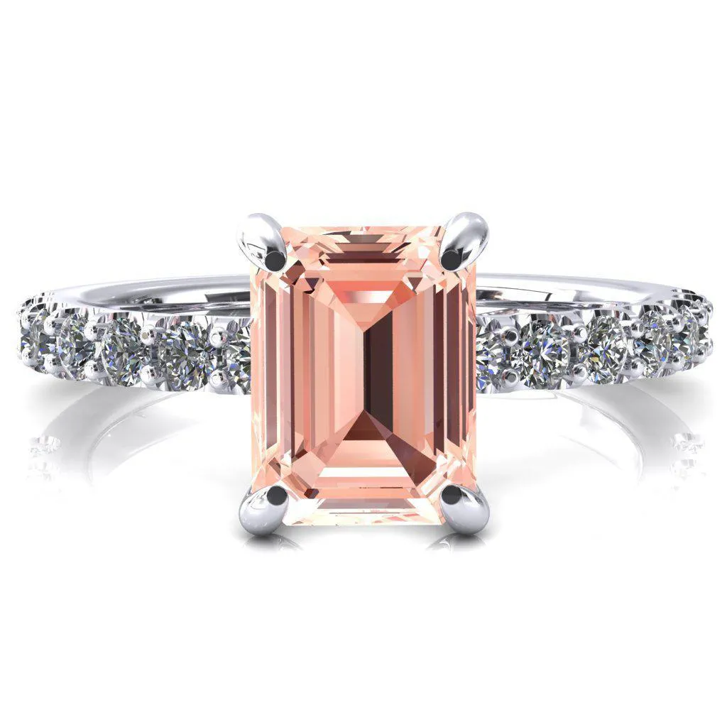 Mylene Emerald Champagne Sapphire 4 Prong Sculptural Half Eternity Diamond Engagement Ring