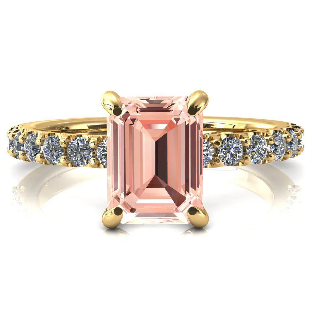 Mylene Emerald Champagne Sapphire 4 Prong Sculptural Half Eternity Diamond Engagement Ring