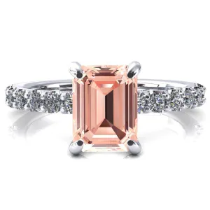 Mylene Emerald Champagne Sapphire 4 Prong Sculptural Half Eternity Diamond Engagement Ring