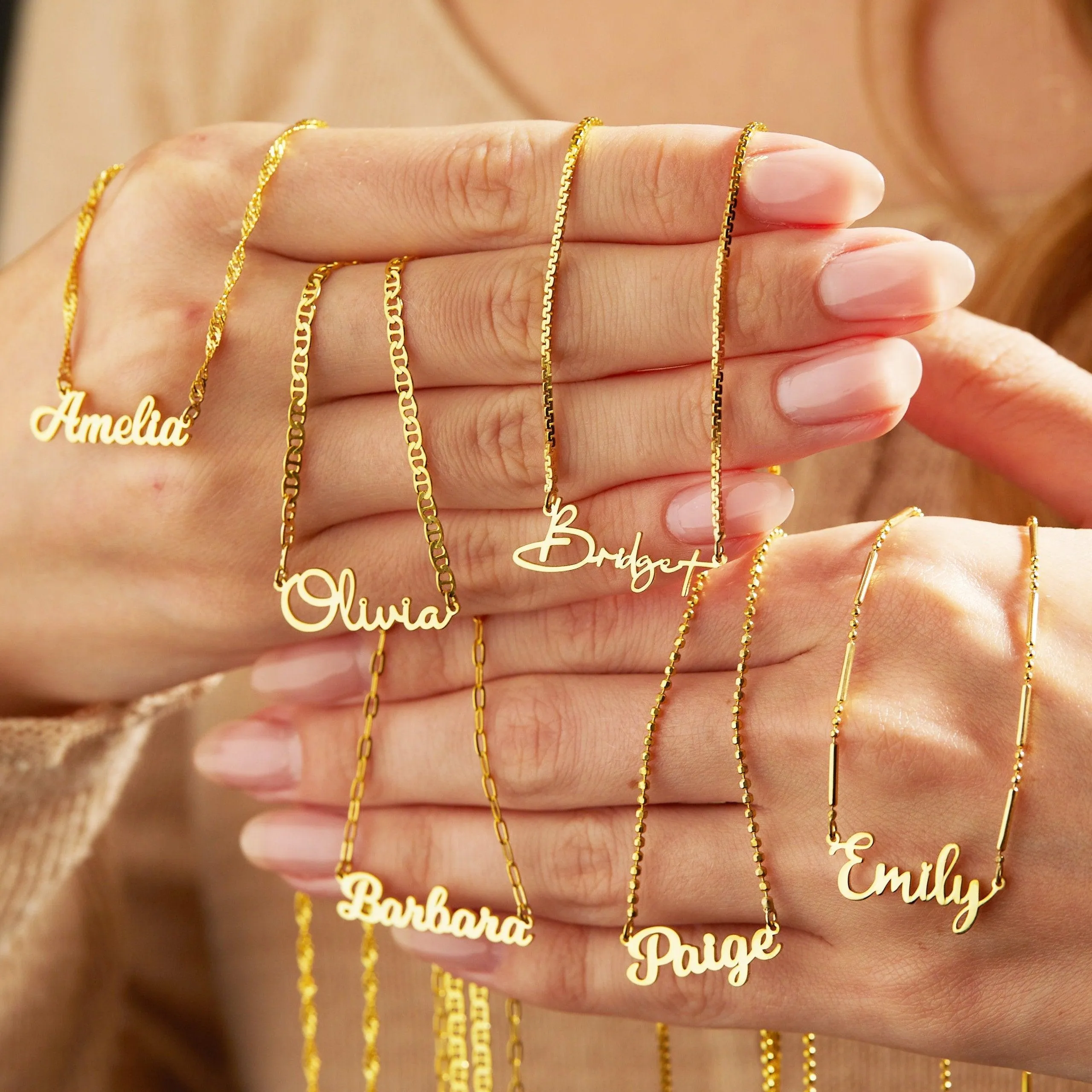 Name Necklace with Italian Chains - 18K Gold Vermeil