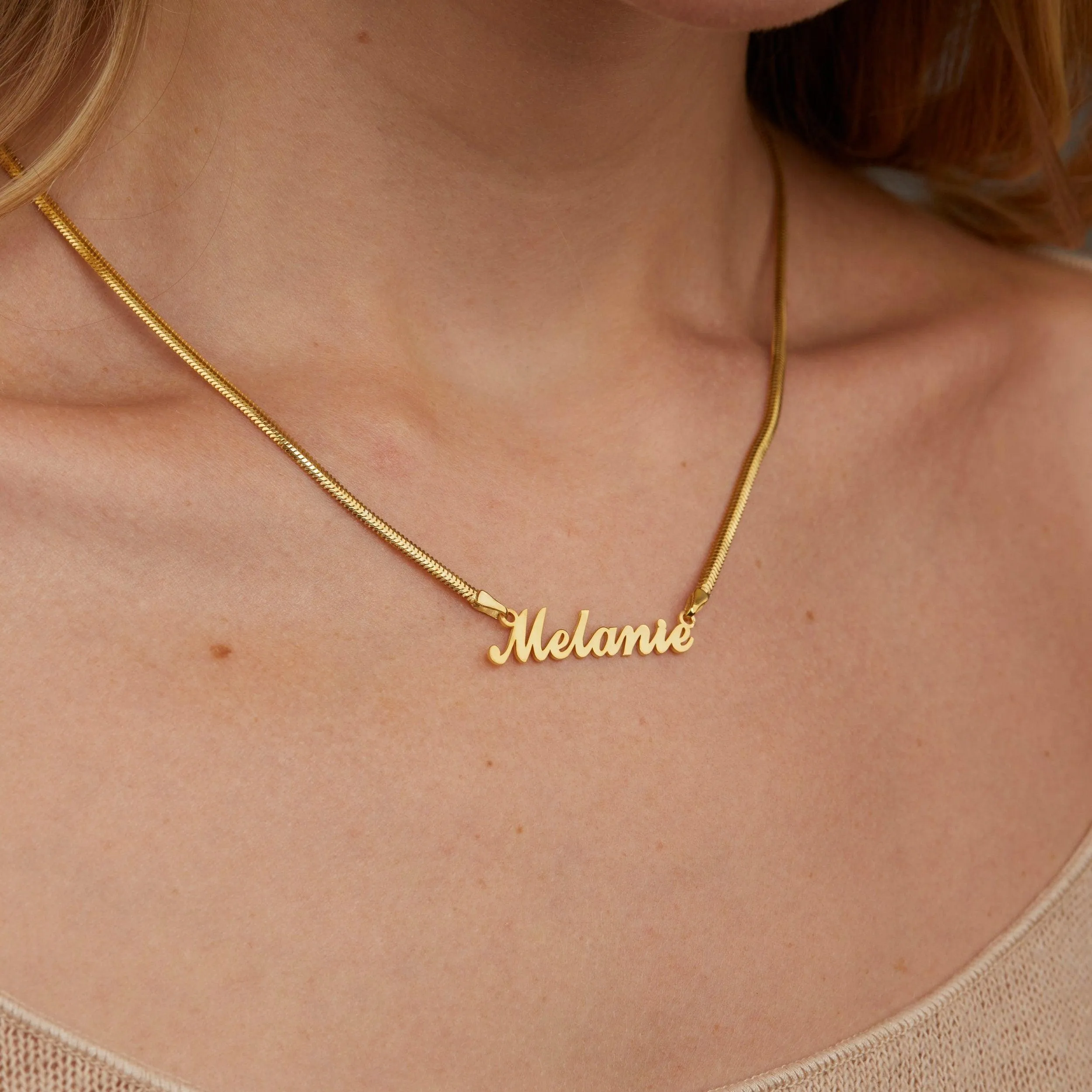 Name Necklace with Italian Chains - 18K Gold Vermeil