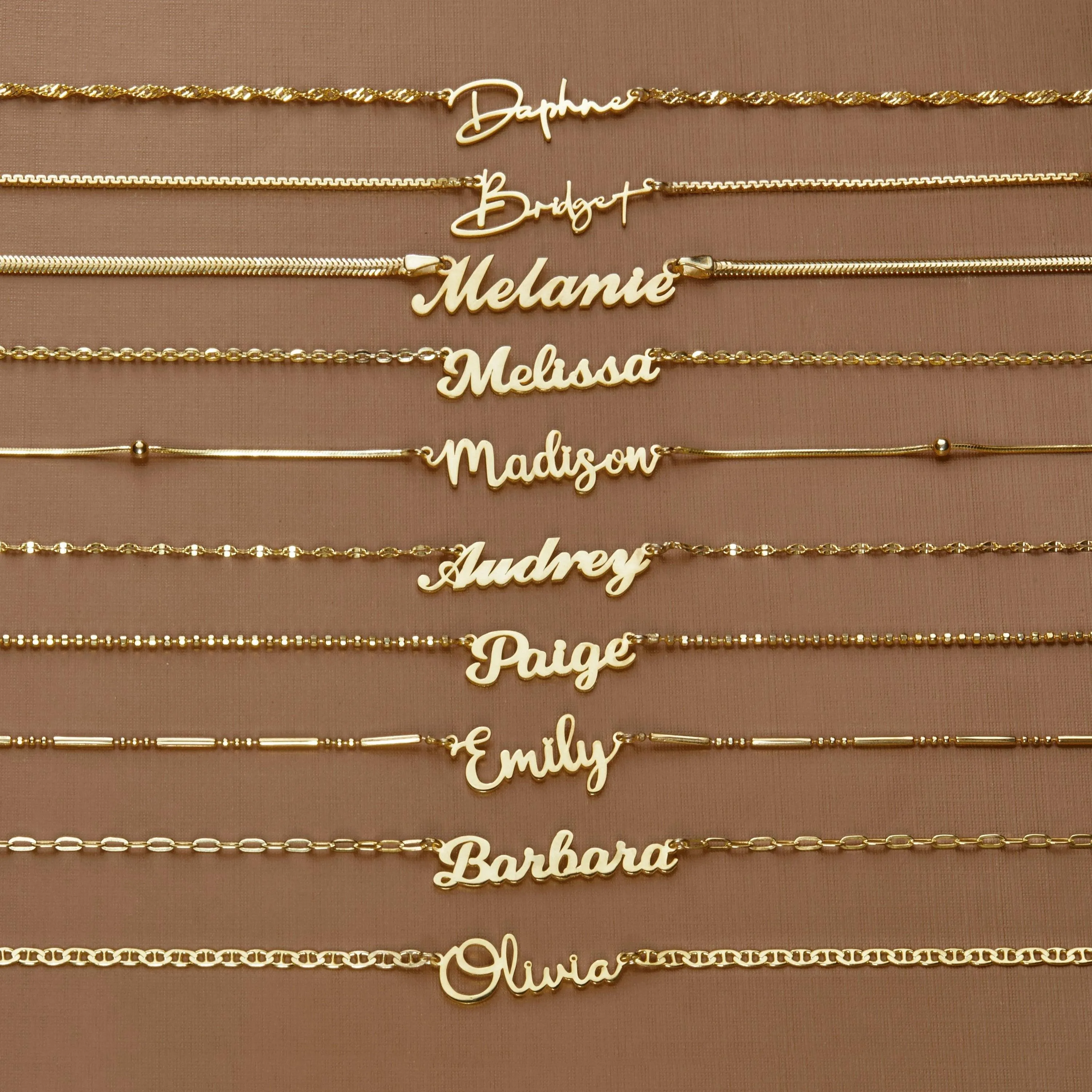 Name Necklace with Italian Chains - 18K Gold Vermeil