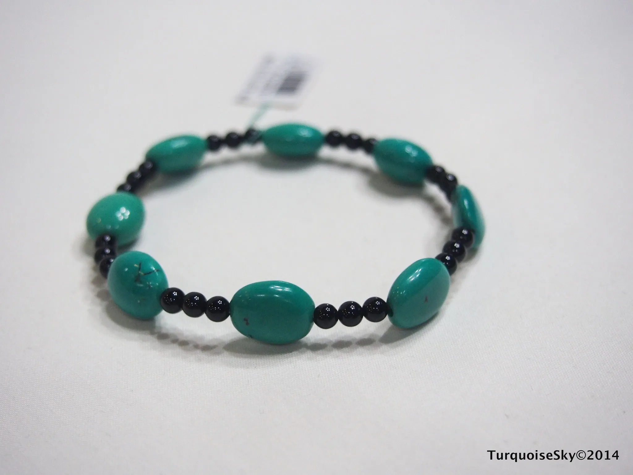 Natural pure turquoise beads bracelet 6.3 inches