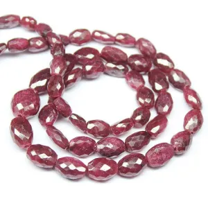 Natural Red Dyed Ruby Faceted Oval Beads Loose Gemstone Strand 9mm 12mm 15"