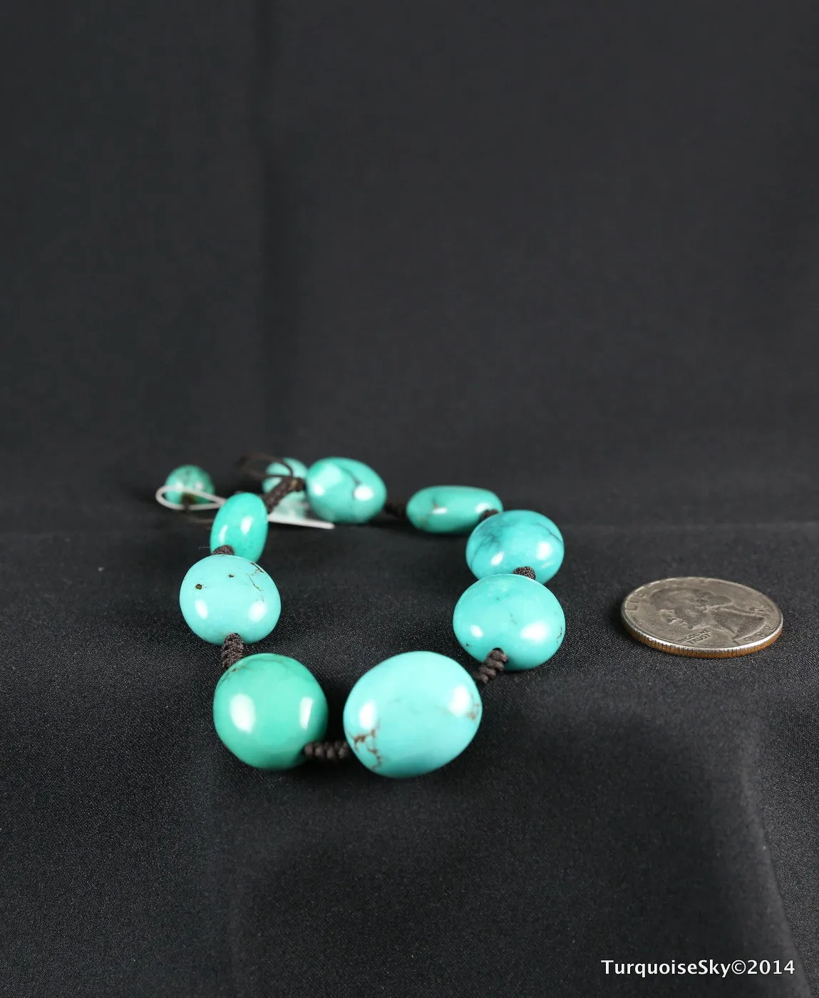 Natural turquoise bracelet oval stone 7 inches