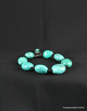 Natural turquoise bracelet oval stone 7 inches