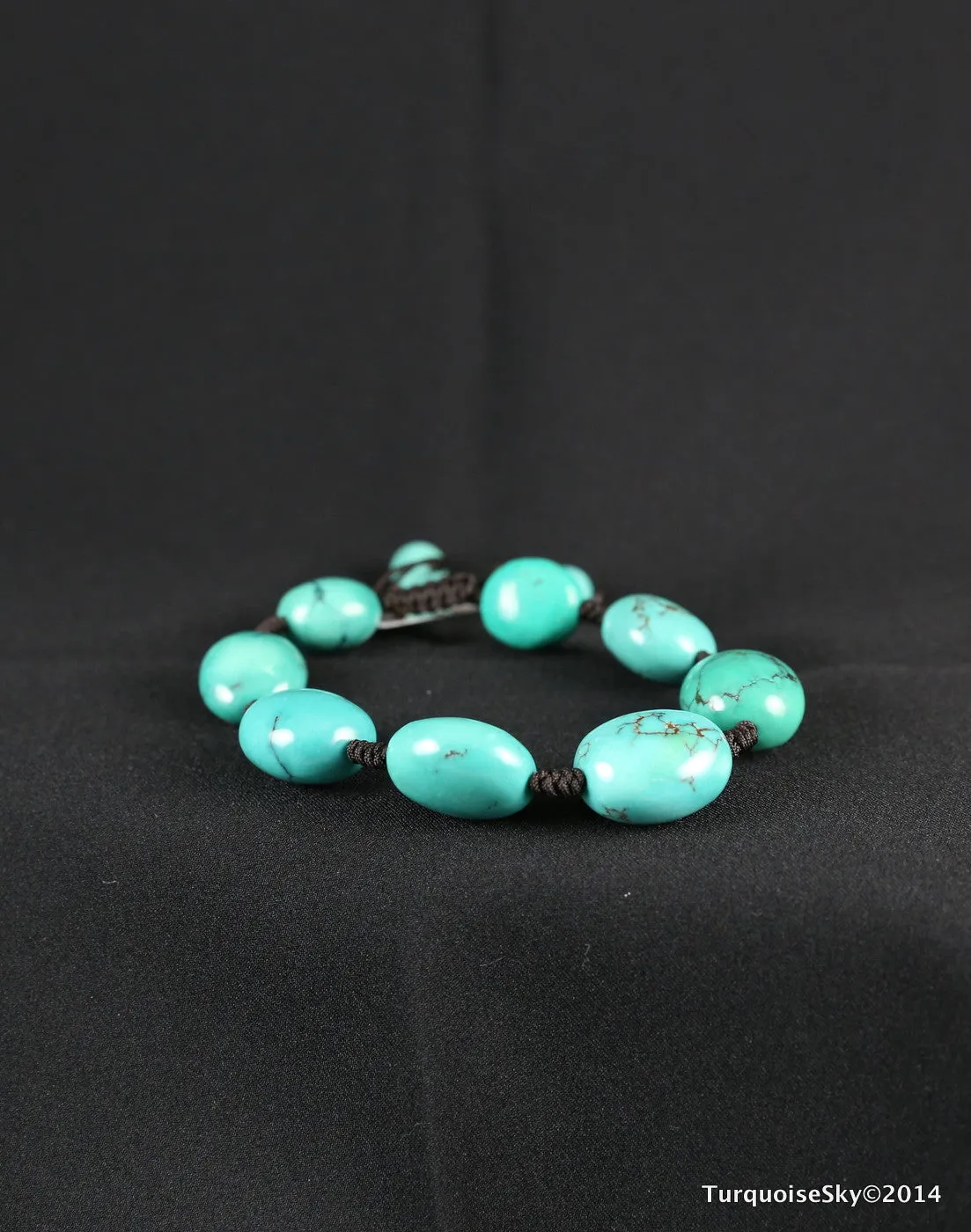 Natural turquoise bracelet oval stone 7 inches