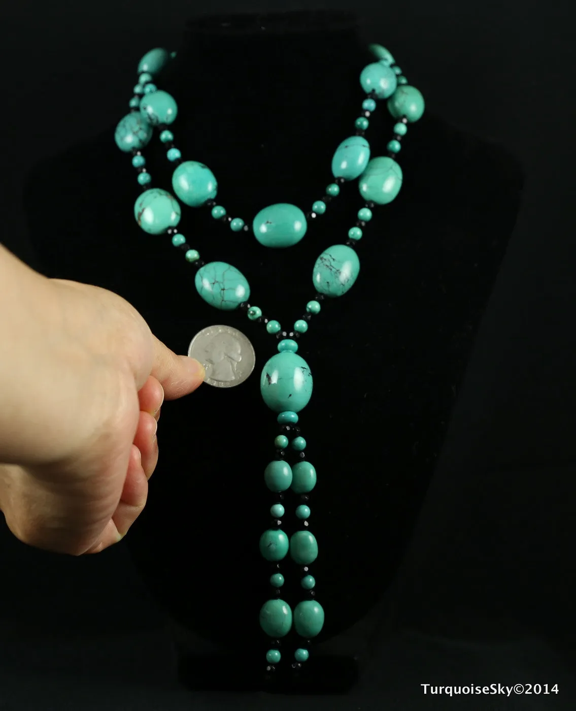 Natural turquoise necklace 26 inches
