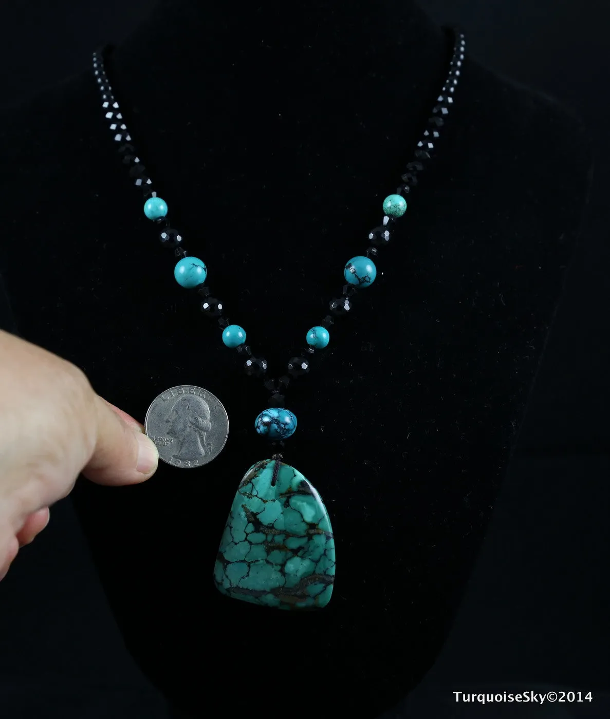 Natural turquoise necklace 26 inches