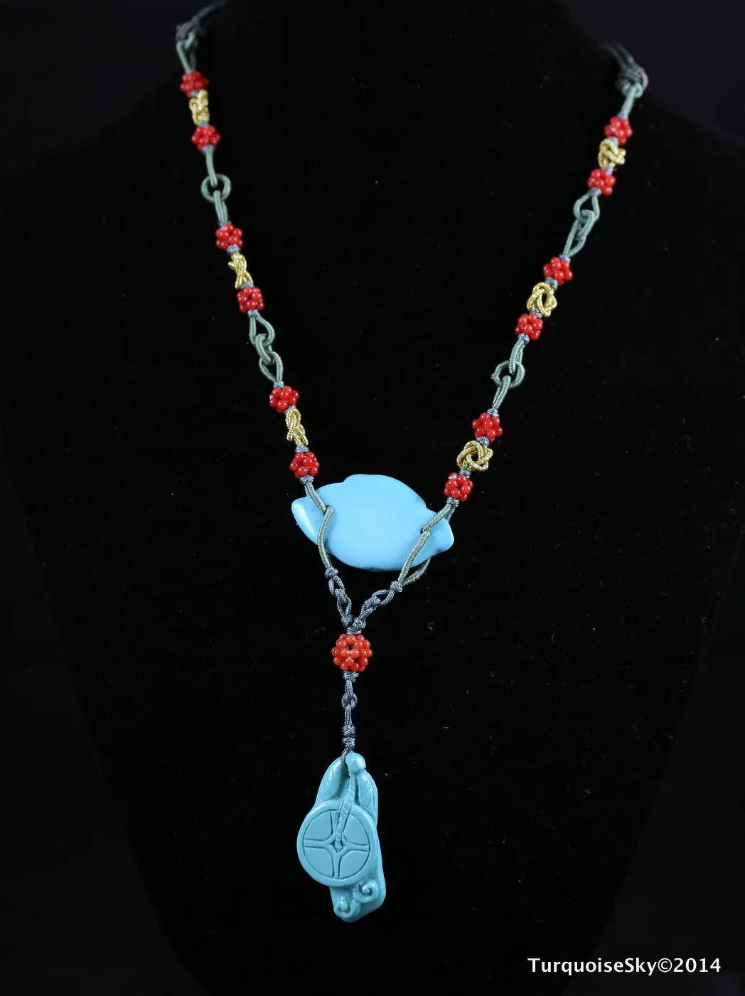 Natural turquoise necklace 26  inches