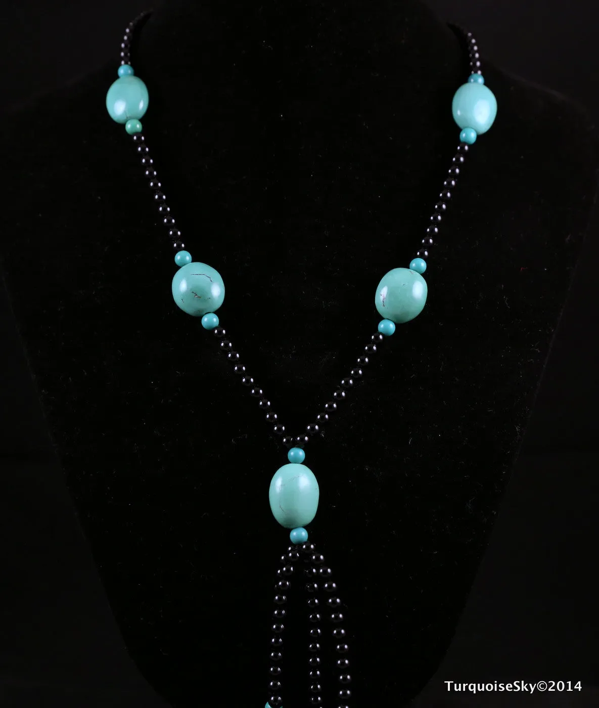 Natural turquoise necklace 30  inches