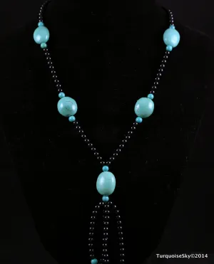 Natural turquoise necklace 30  inches