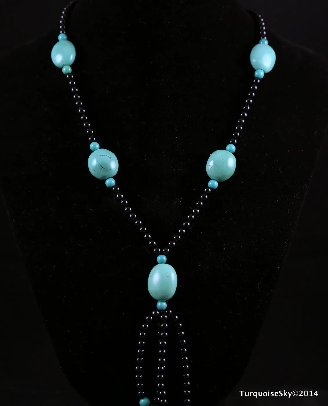Natural turquoise necklace 30  inches