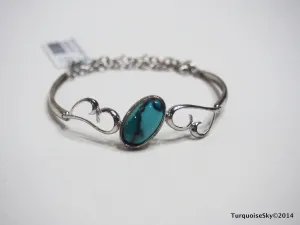 Natural turquoise silver bracelet 9.4 inches