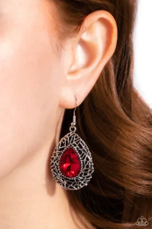 Nest Nouveau - Red - Teardrop Gem Paparazzi Fishhook Earrings