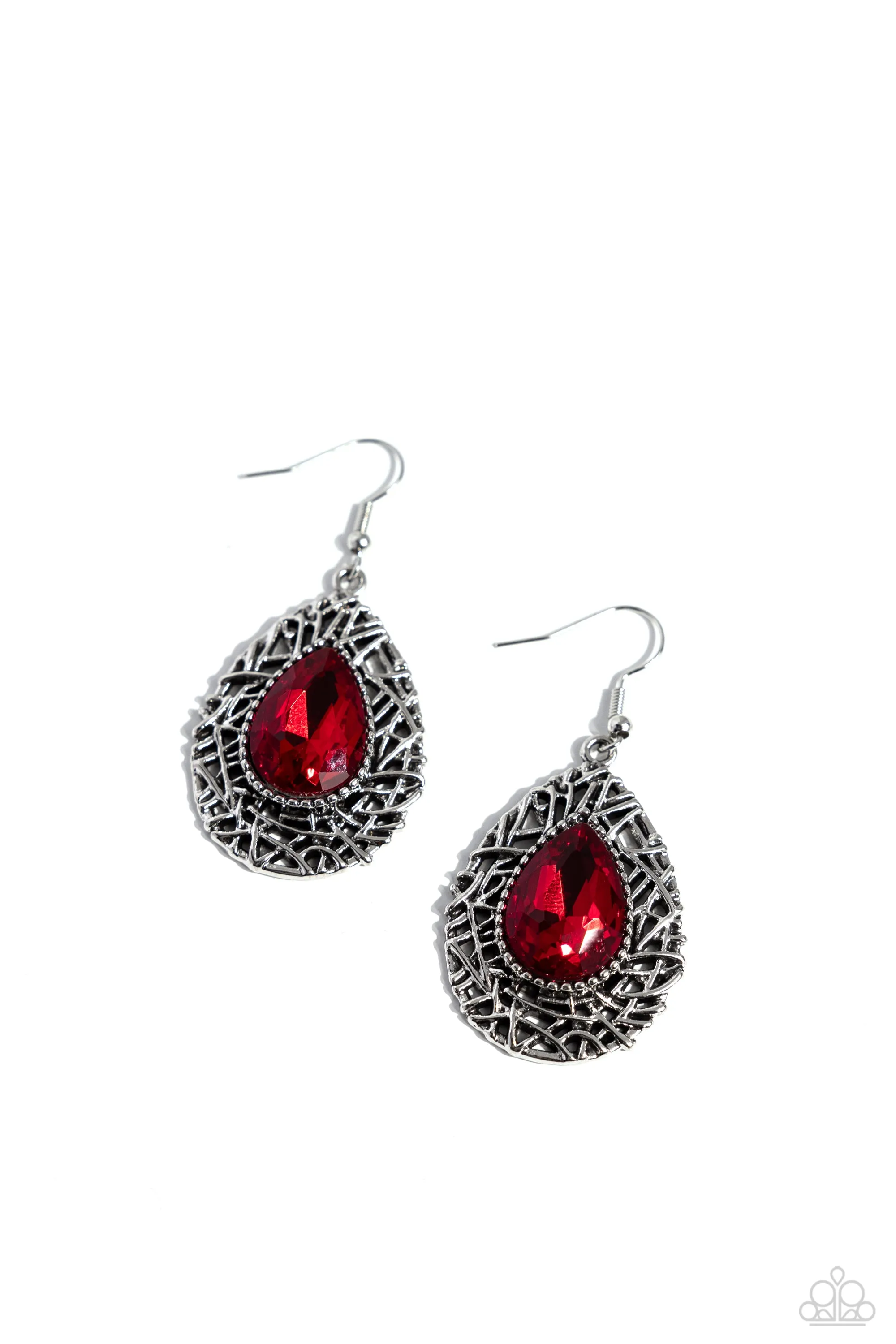 Nest Nouveau - Red - Teardrop Gem Paparazzi Fishhook Earrings