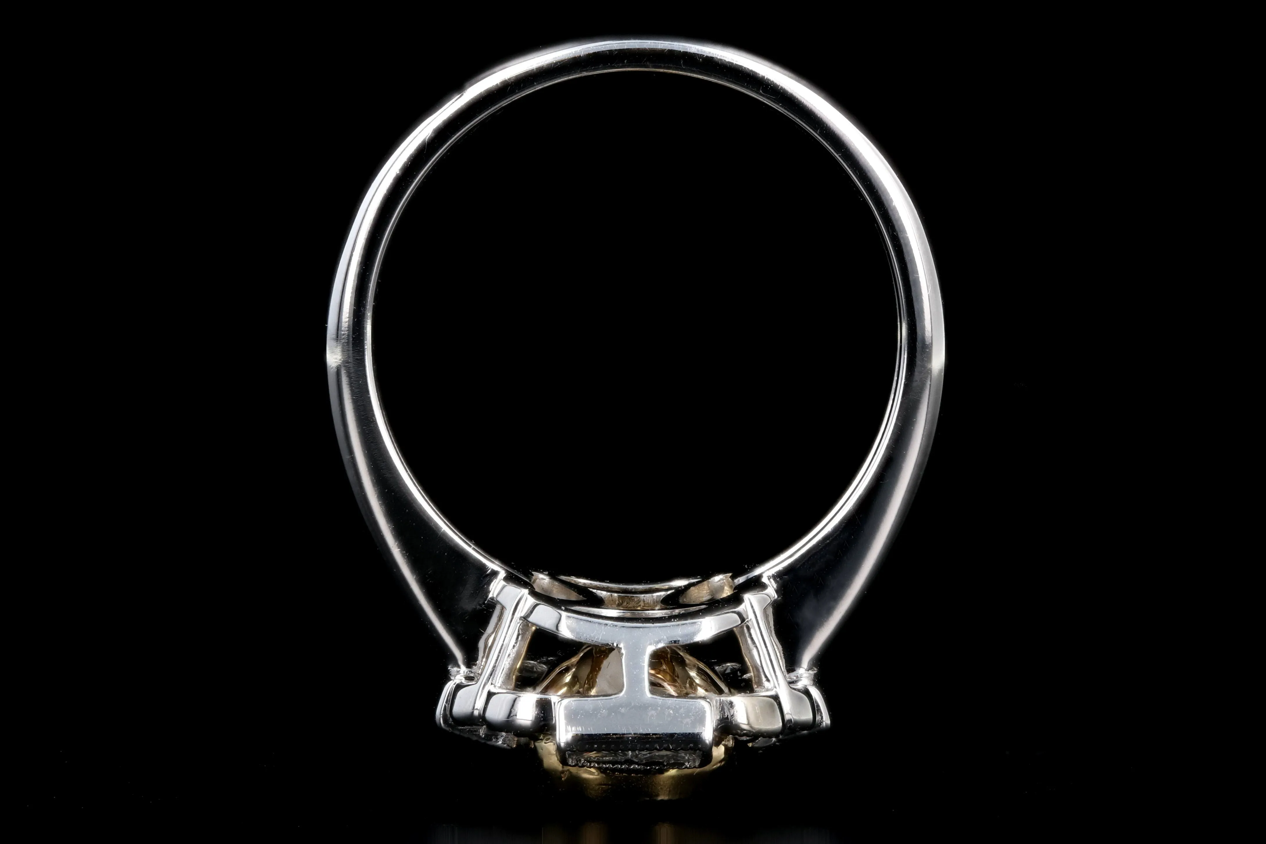New 14K White Gold 2.04 Light Yellow Cushion Cut and White Diamond Ring