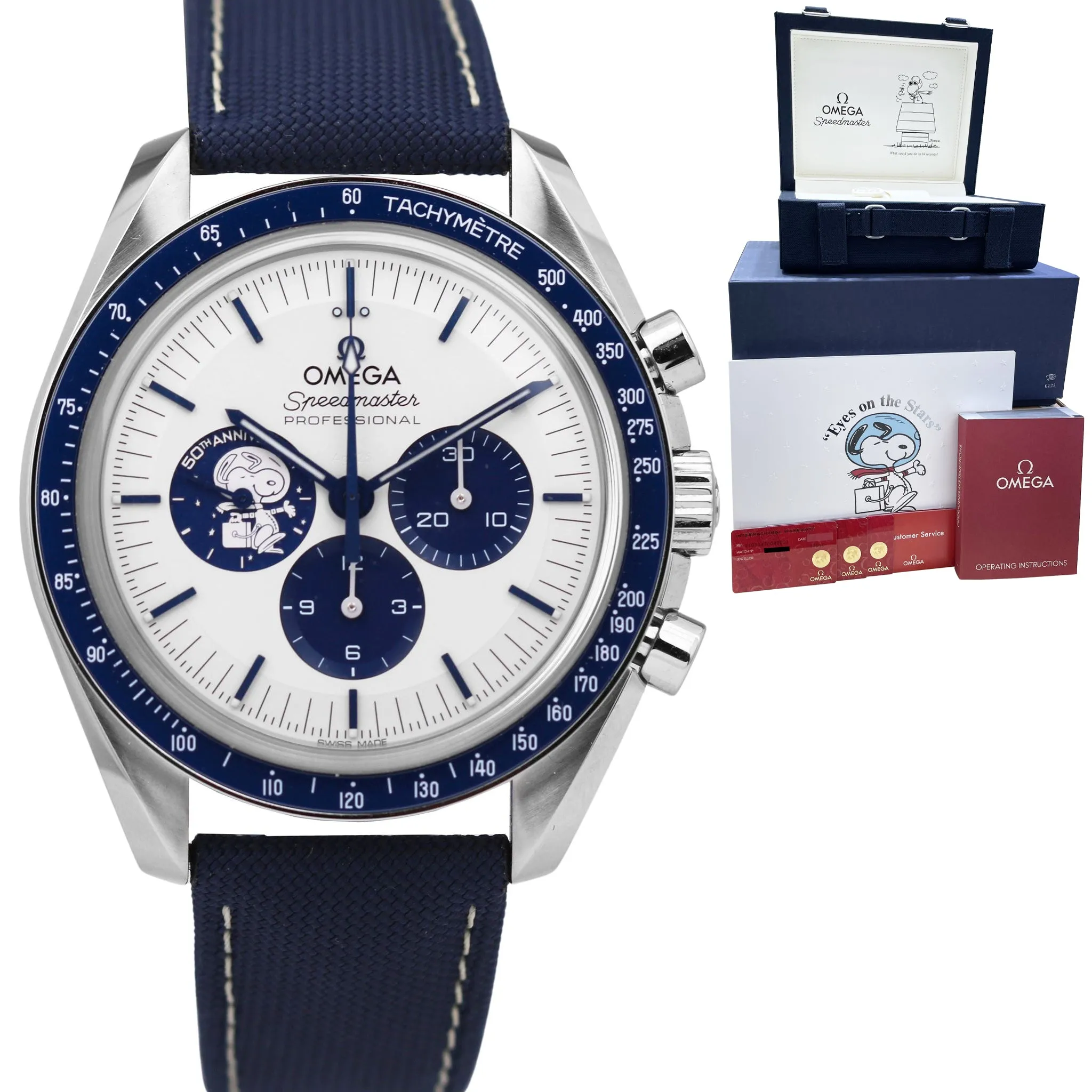 NEW Omega Speedmaster SILVER SNOOPY AWARD BLUE 310.32.42.50.02.001 42mm