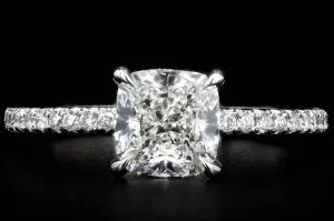New Platinum 1.60 Carat Cushion Cut Diamond Engagement Ring GIA Certified