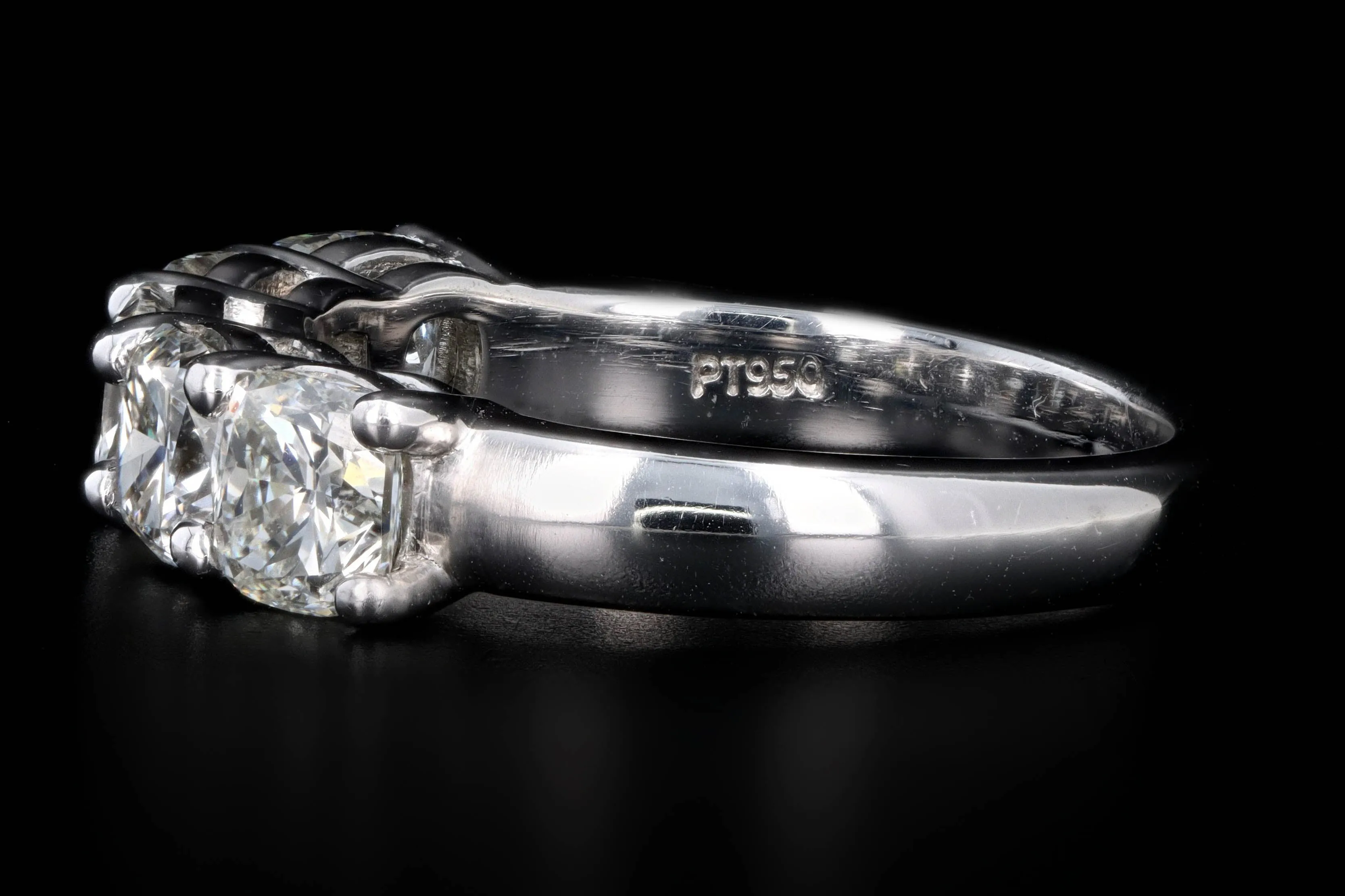 New Platinum 2.05 Carat Cushion Cut Diamond Five Stone Band