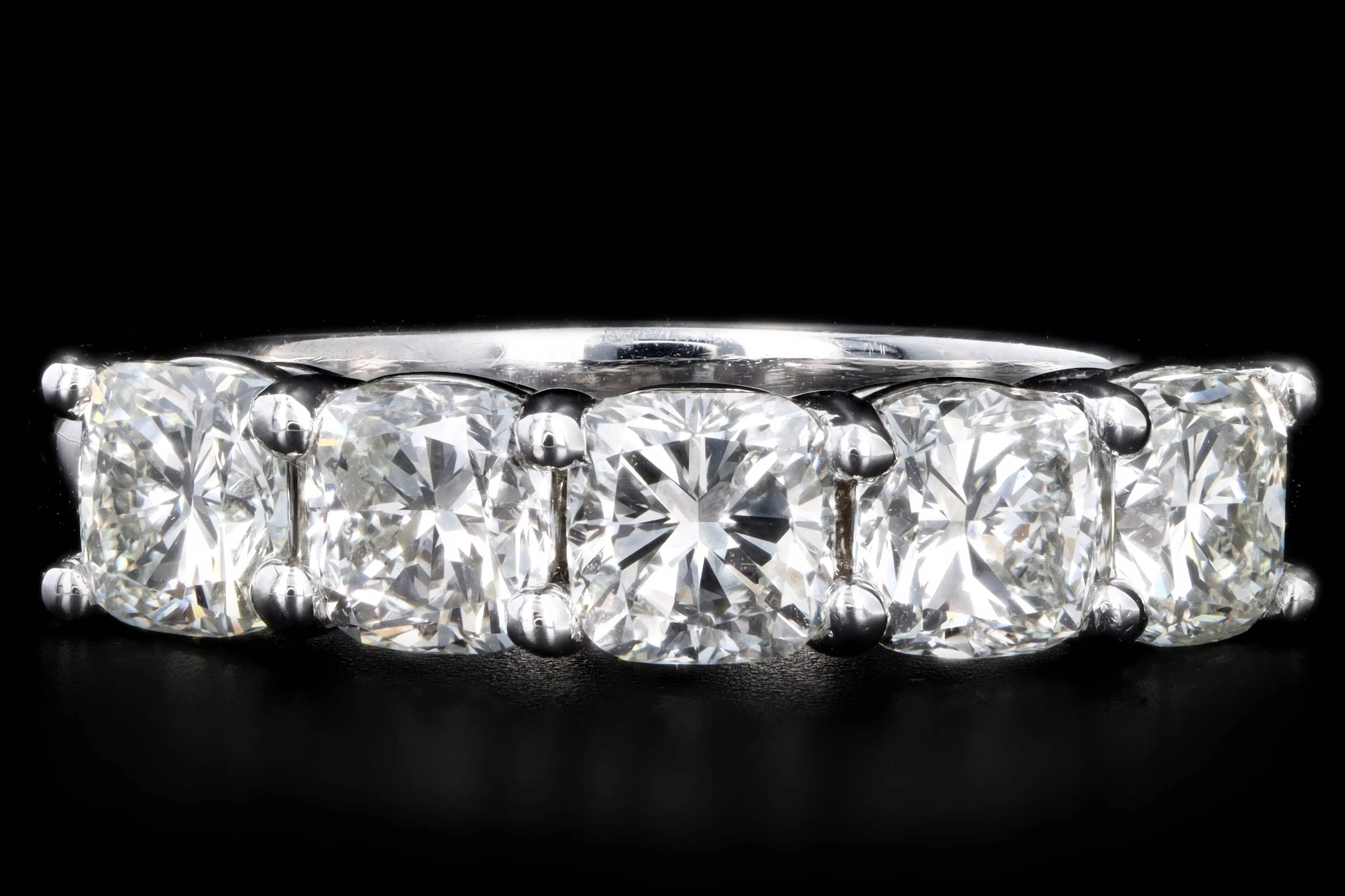 New Platinum 2.05 Carat Cushion Cut Diamond Five Stone Band