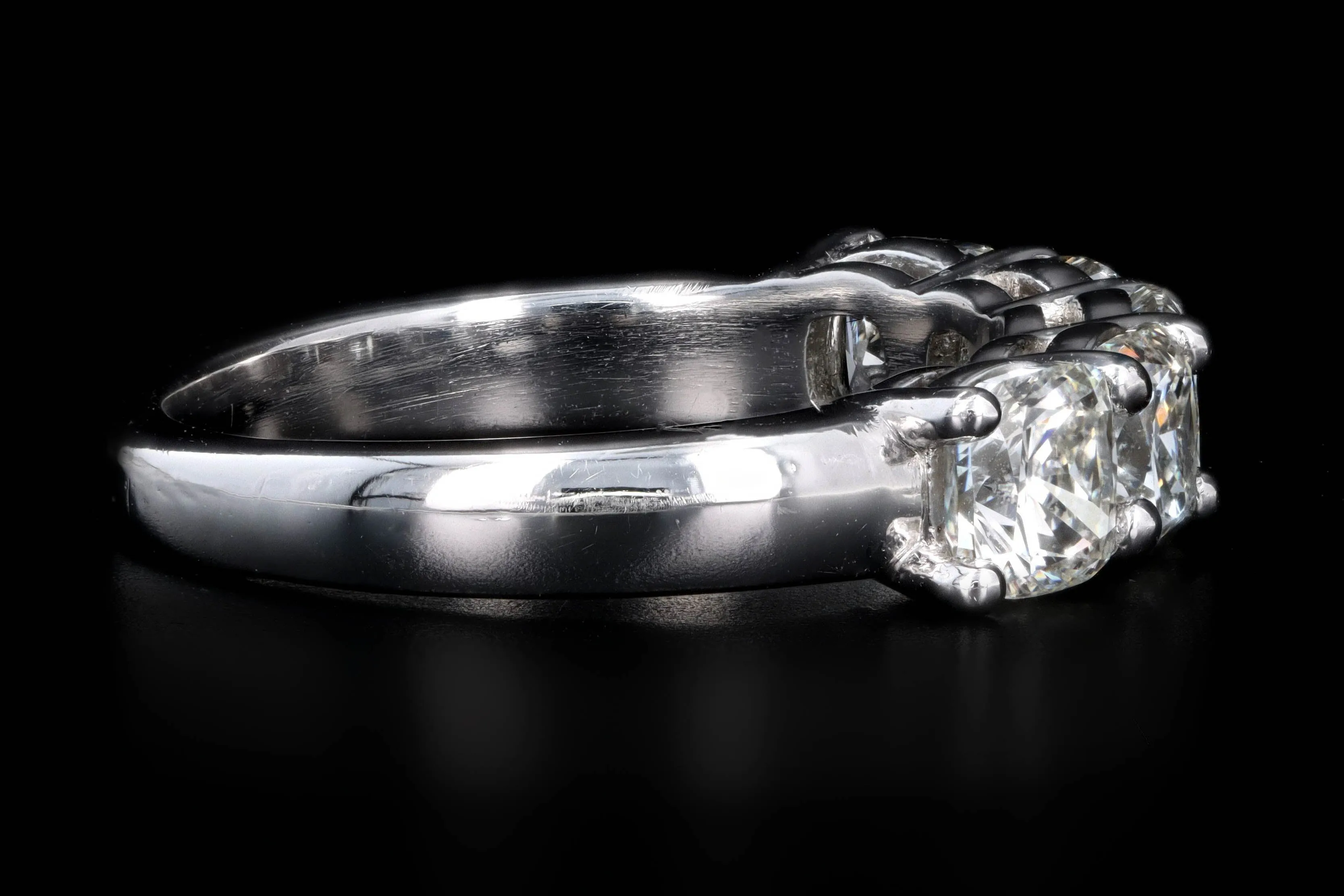 New Platinum 2.05 Carat Cushion Cut Diamond Five Stone Band