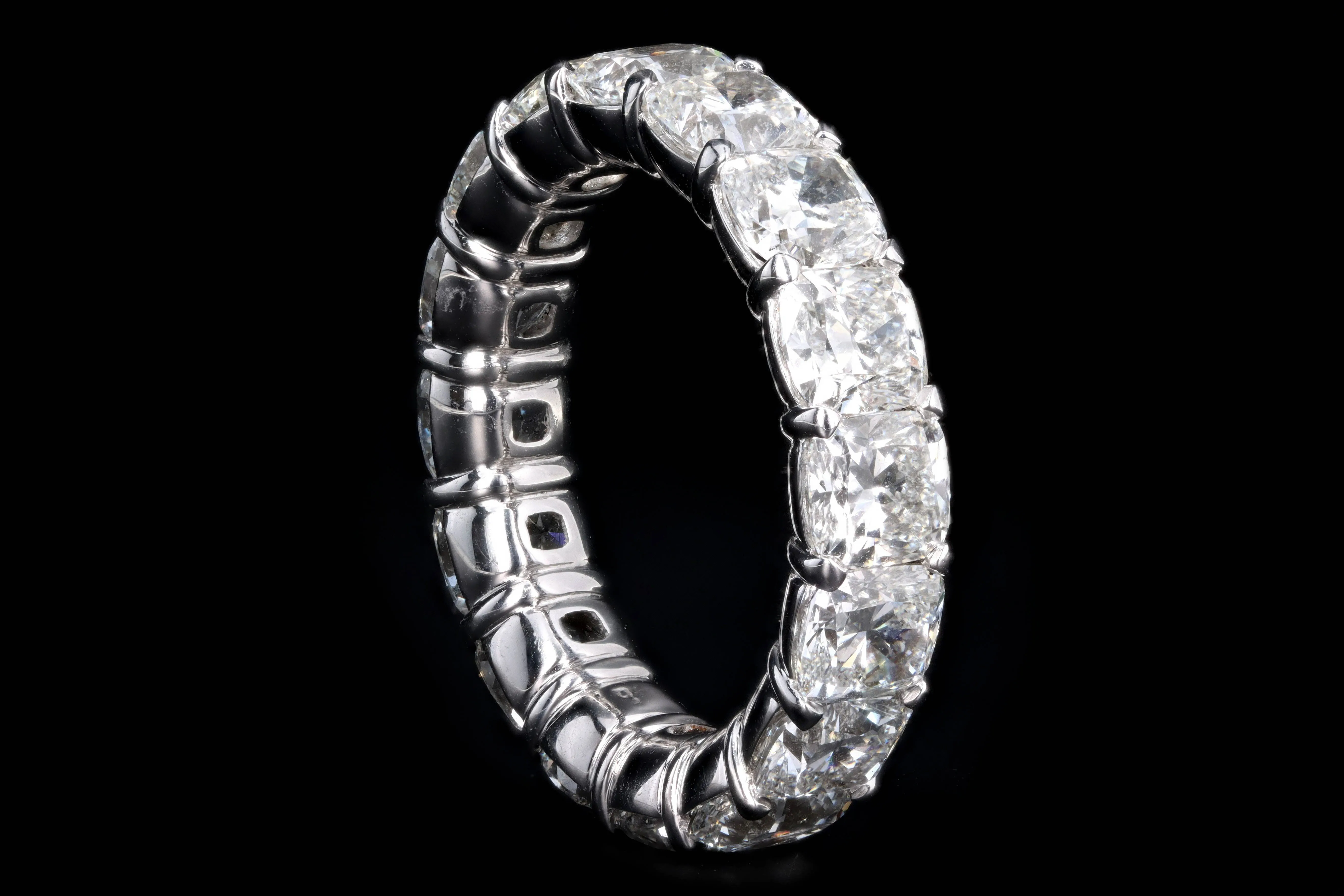 New Platinum 8.24 Carat Cushion Cut Diamond Eternity Band GIA Certified