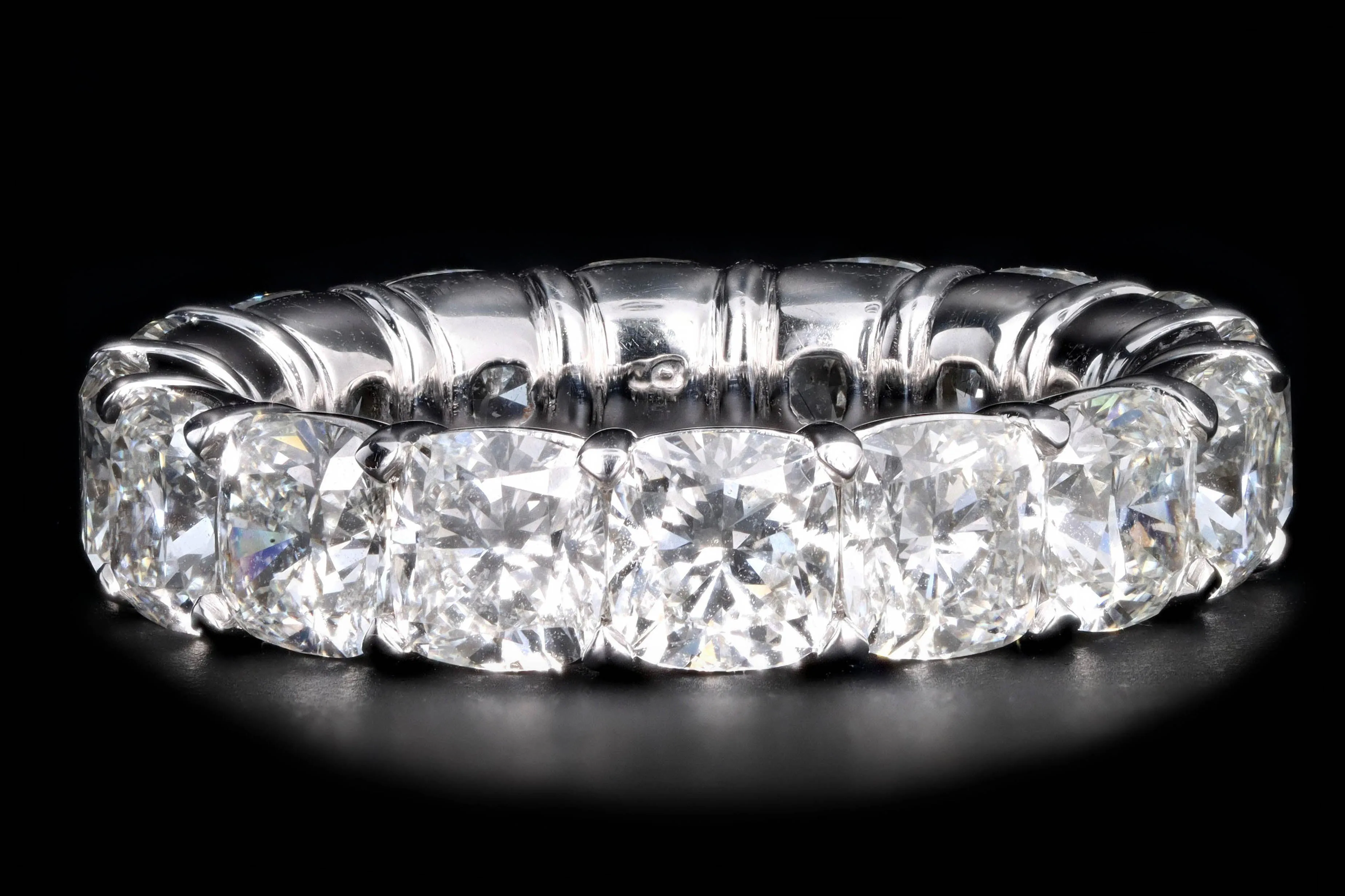 New Platinum 8.24 Carat Cushion Cut Diamond Eternity Band GIA Certified