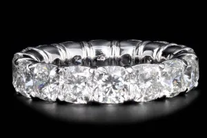 New Platinum 8.24 Carat Cushion Cut Diamond Eternity Band GIA Certified