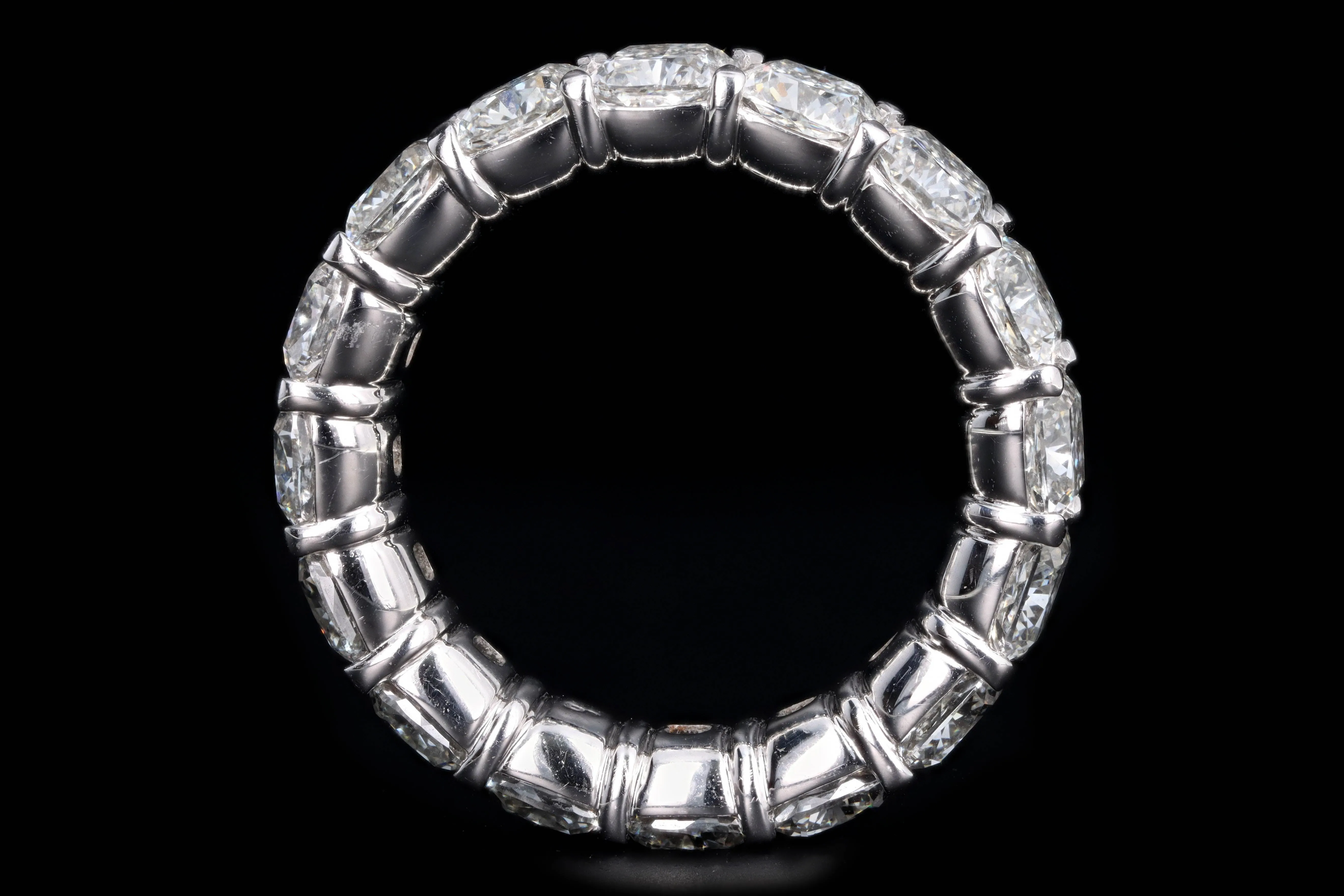 New Platinum 8.24 Carat Cushion Cut Diamond Eternity Band GIA Certified